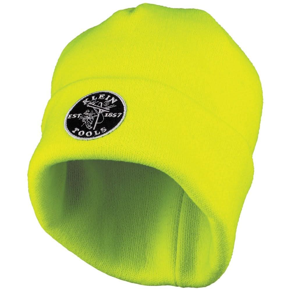Klein Tools 60568 Heavy Knit Hat, High-Visibility Yellow, Patch Logo - Image 1