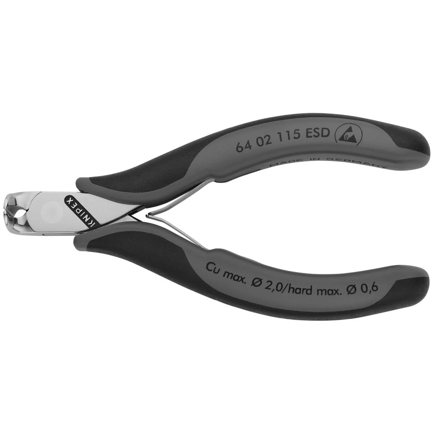 Knipex 64 02 115 ESD Electronics End Cutting Nippers-ESD Handles - Image 1