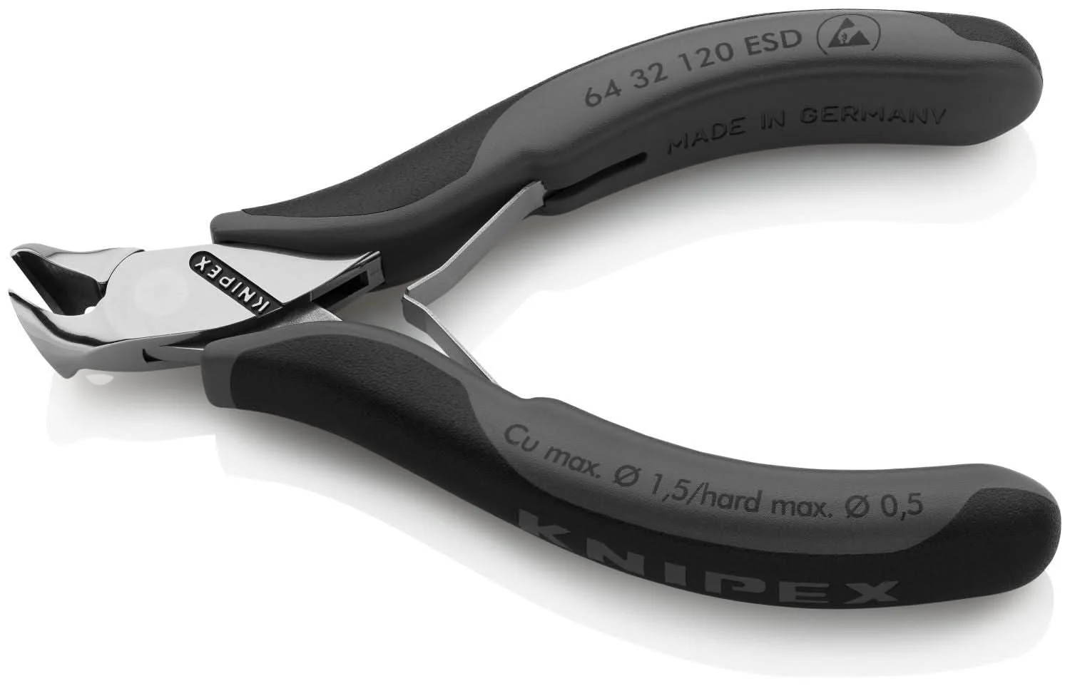 Knipex 64 32 120 ESD Electronics End Cutting Nippers-ESD Handles - Image 3