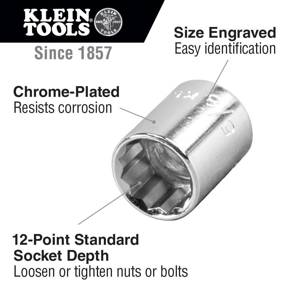 Klein Tools 65808 15/16-Inch Standard 12-Point Socket 1/2-Inch Drive - Image 2