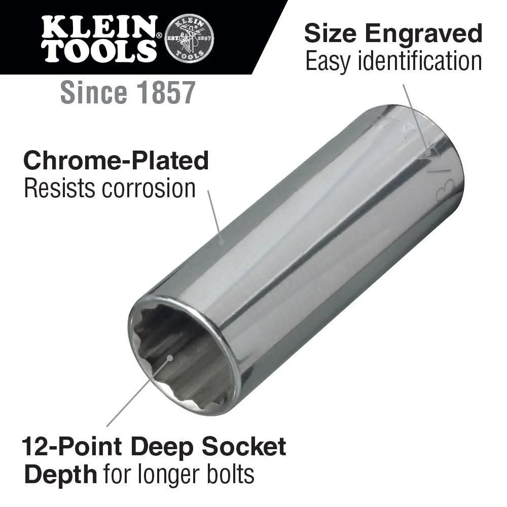 Klein Tools 65825 1/2-Inch Deep 12-Point Socket, 1/2-Inch Drive - Image 2