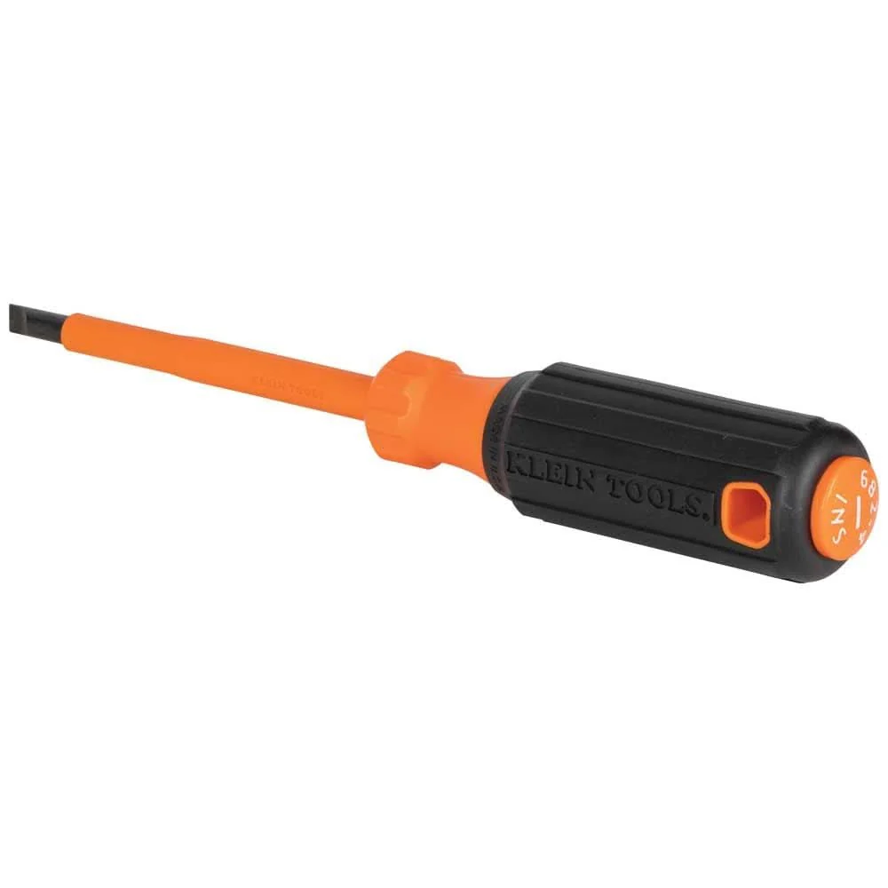 Klein Tools 6824INS Insulated Screwdriver, 1/4-Inch Cabinet Tip, 4-Inch Round Shank - Image 1