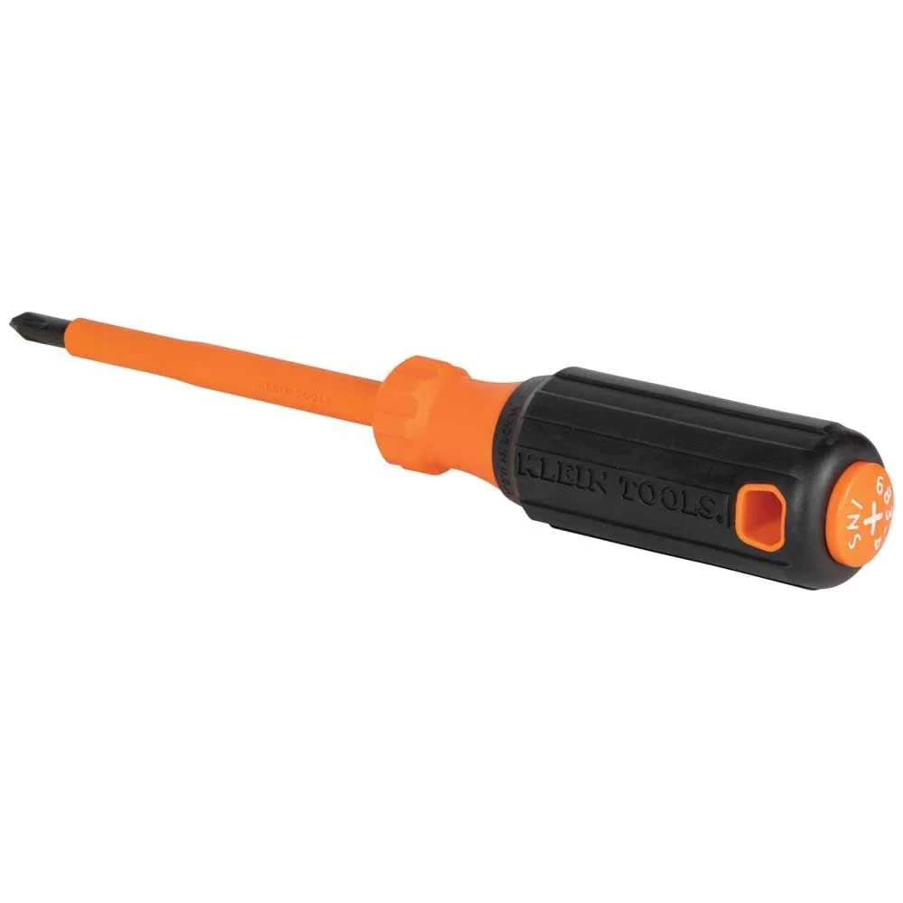 Klein Tools 6834INS Insulated Screwdriver, #2 Phillips Tip, 4-Inch Round Shank - Image 1
