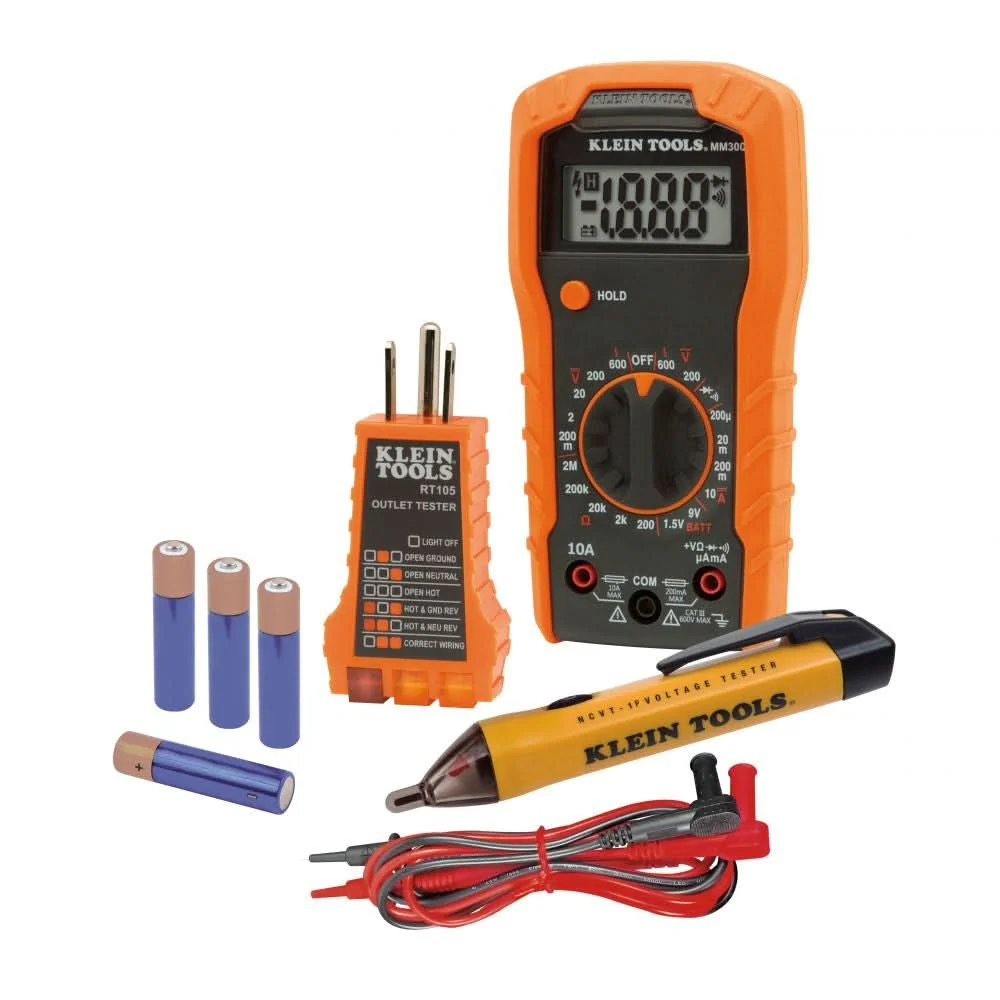 Klein 69149P Multimeter Test Kit, Digital Multimeter, Non-Contact Volt Tester, Receptacle Tester - Image 1