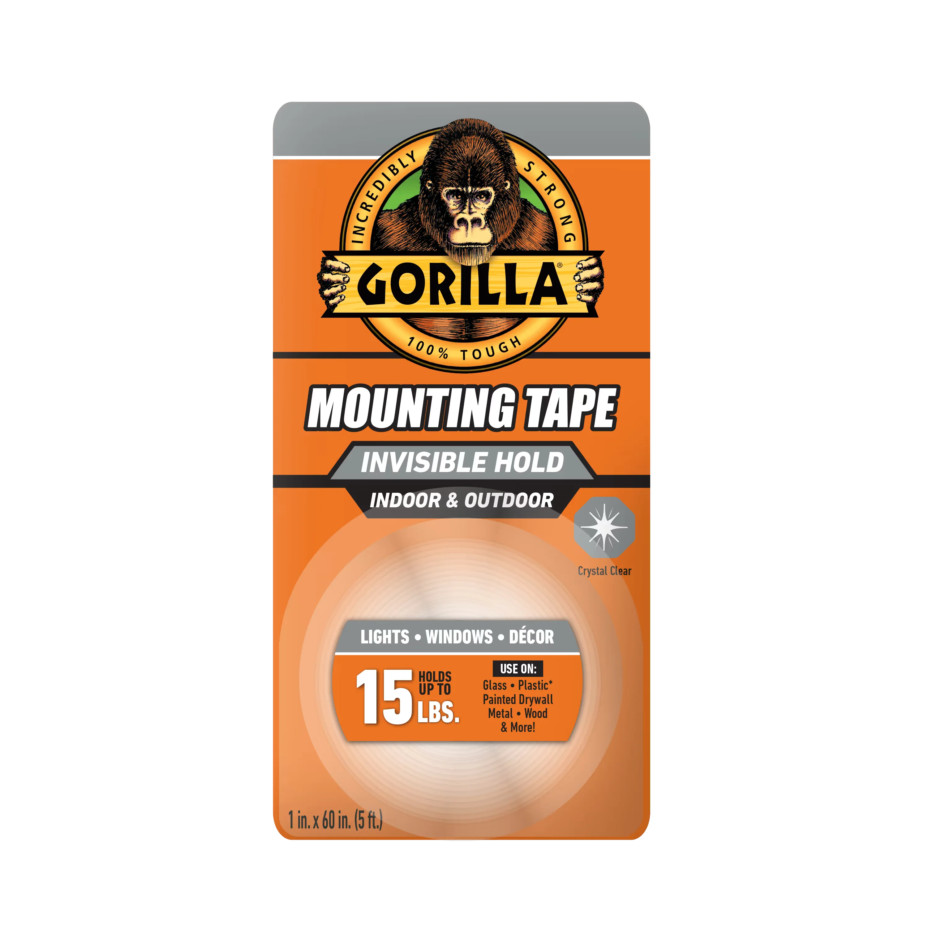 Gorilla Glue Clear Mounting Tape 15-lbs., 1-in. x 60-in. (6065003)