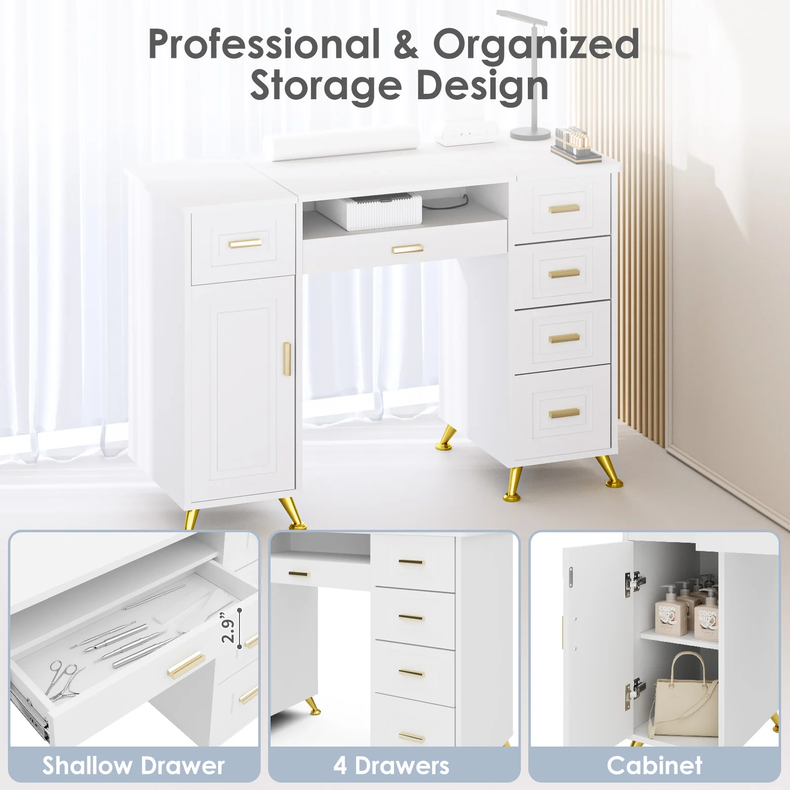 Advwin Nail Table with Removable Panel - Image 3