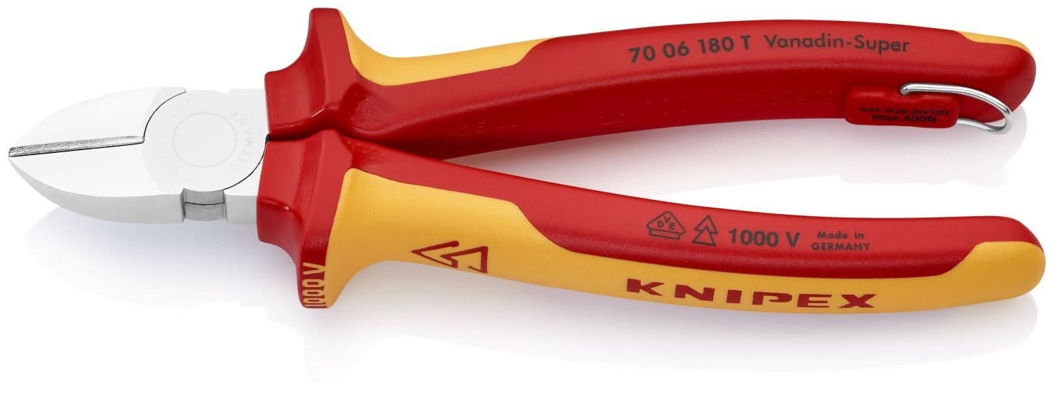 Knipex 70 06 180 T Diagonal Cutters-1000V Insulated-Tethered Attachment - Image 2
