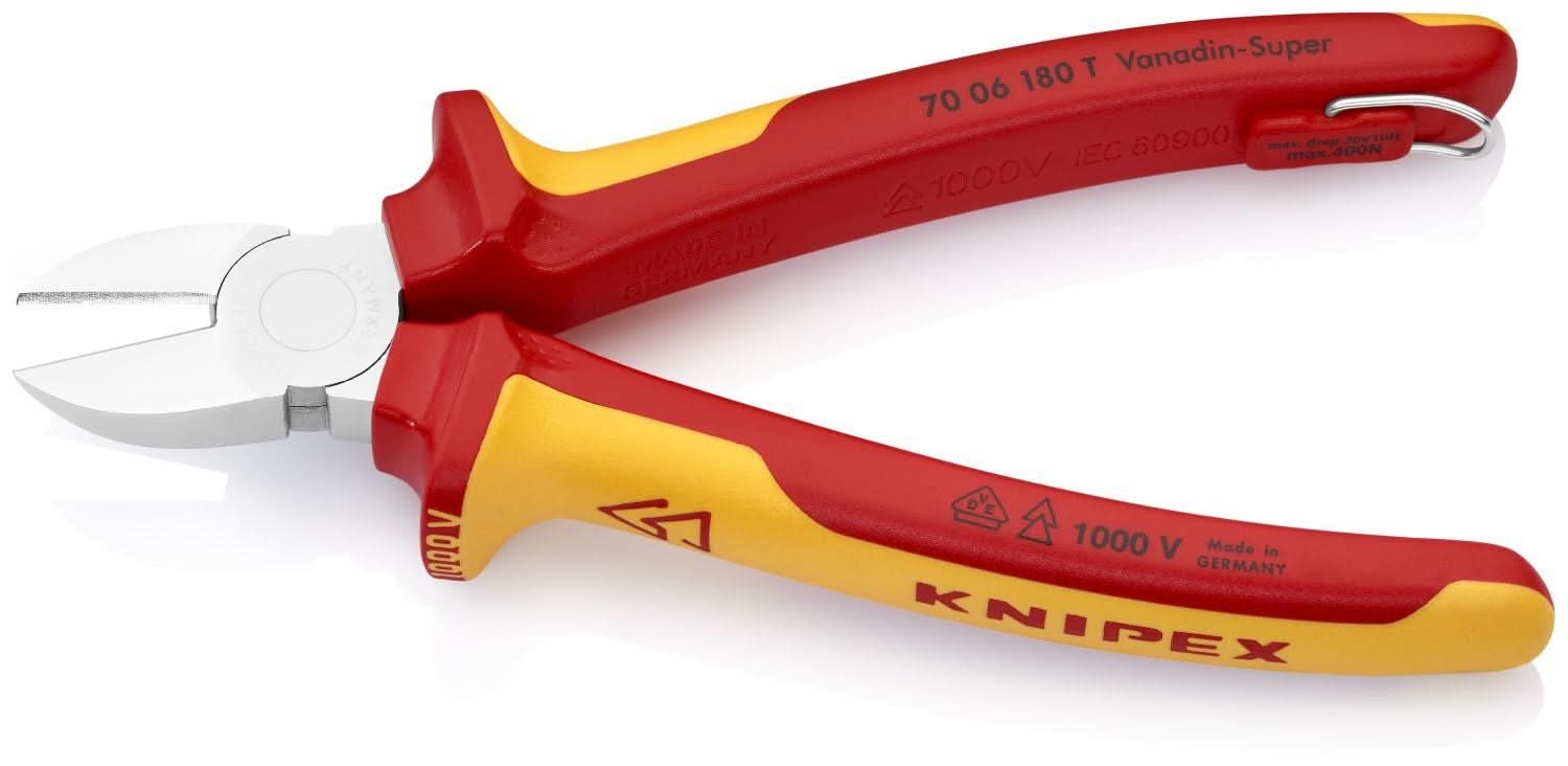 Knipex 70 06 180 T Diagonal Cutters-1000V Insulated-Tethered Attachment - Image 3
