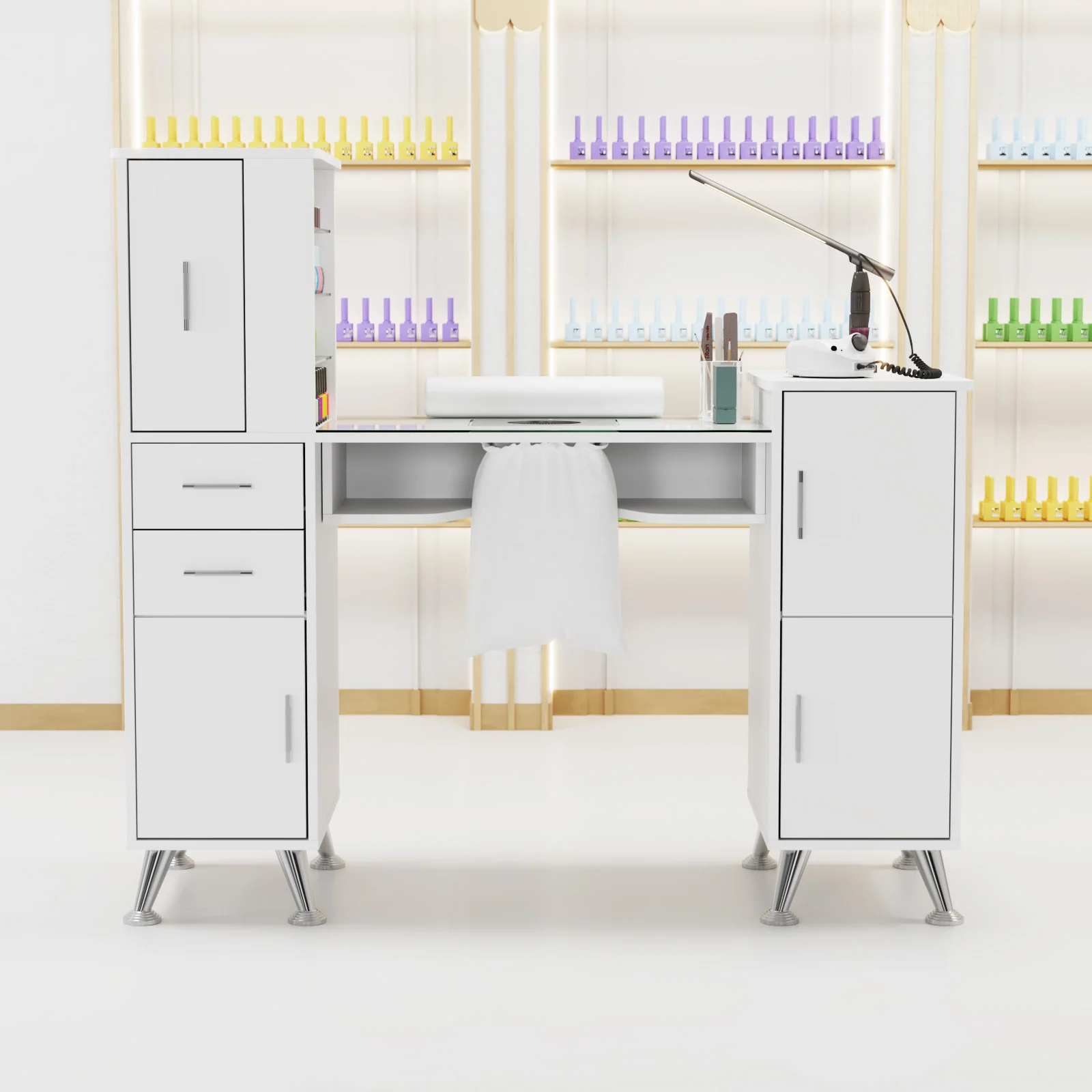 Advwin Glass Table Top Nail Desk w/ Dust Collector - Image 2