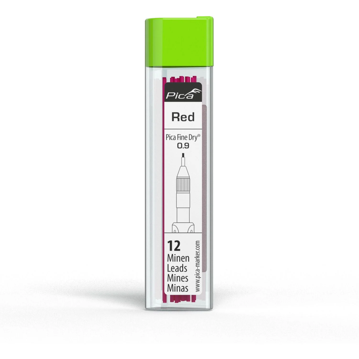 Pica 7031 Red Fine-Dry Refill Lead, 12-Pack - Image 1