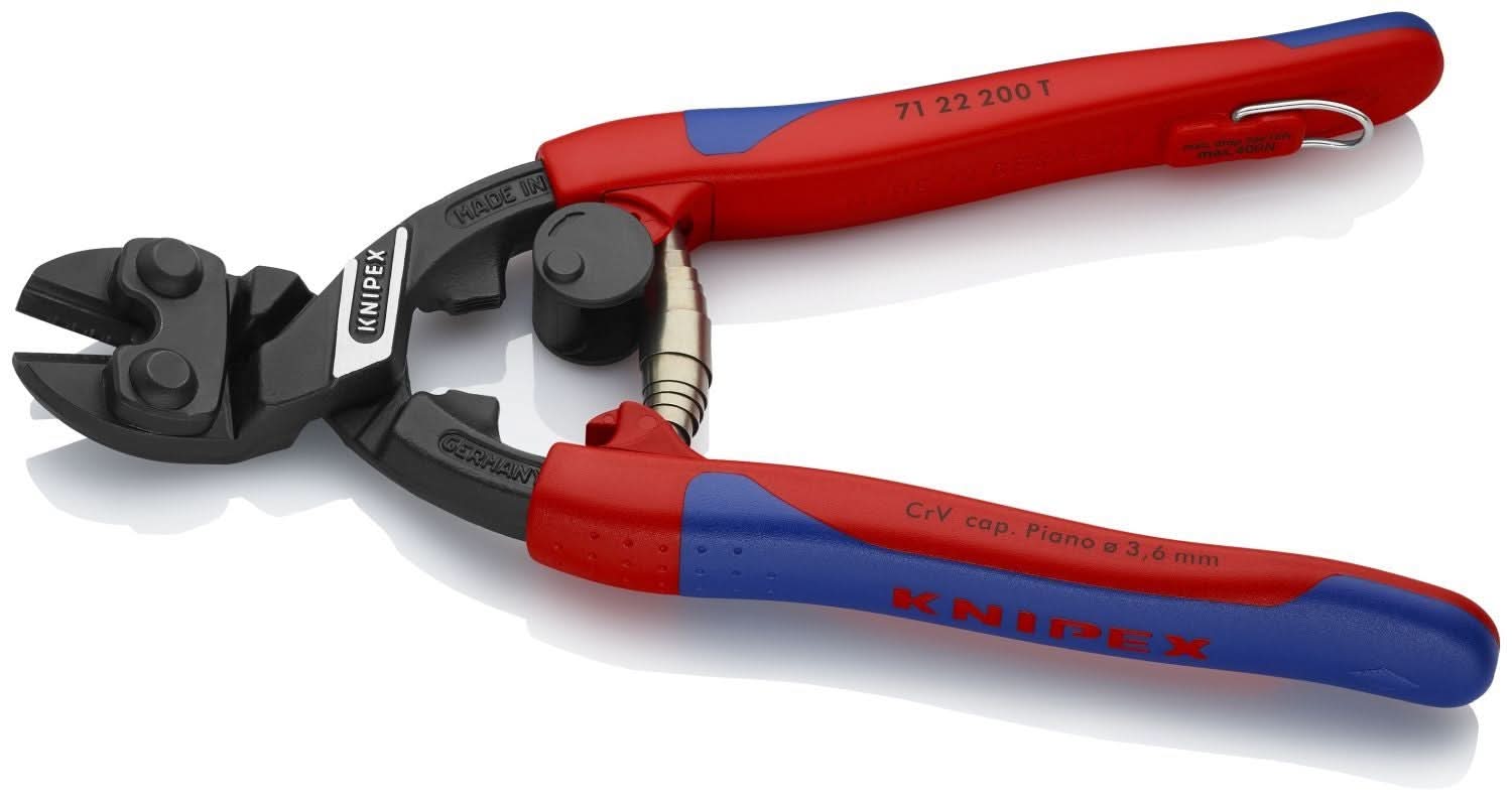 Knipex 71 22 200 T BKA CoBolt High Leverage 20&deg; Angled Compact Bolt Cutters-Tethered Attachment - Image 3