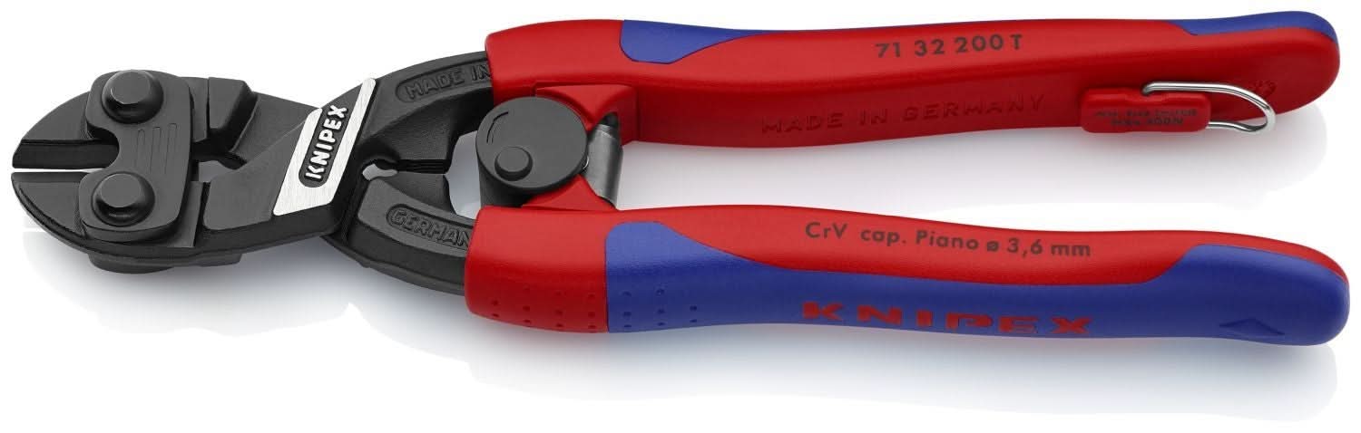 Knipex 71 32 200 T BKA CoBolt High Leverage Compact Bolt Cutter-Notched Blade-Tethered Attachment - Image 2