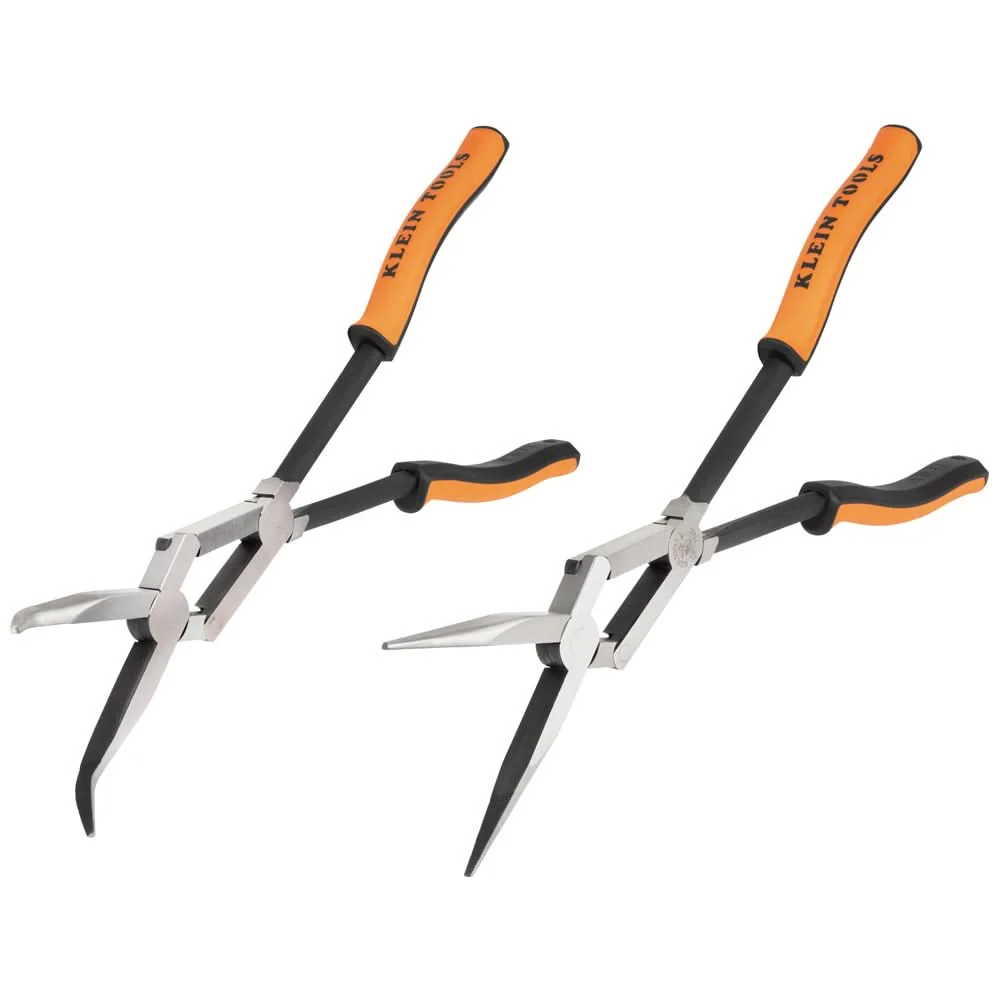 Klein Tools 71402 2-Piece Long Reach Needle Nose and Bent Nose Pliers Set, 13 in. - Image 1