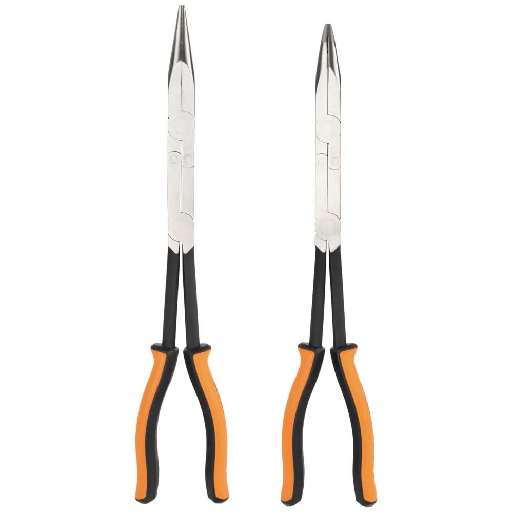 Klein Tools 71402 2-Piece Long Reach Needle Nose and Bent Nose Pliers Set, 13 in. - Image 2