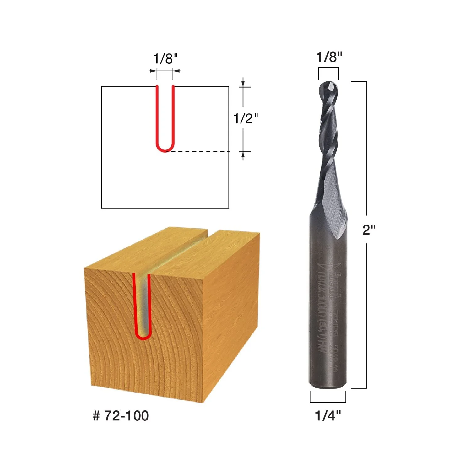 Freud 72-100 1/8" x 1/2" Up Cut Spiral Ball Nose - Image 2