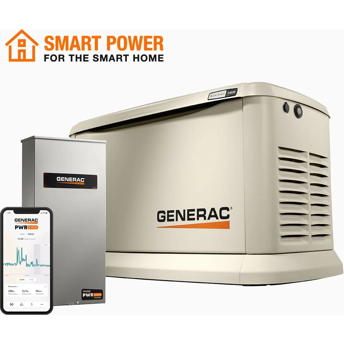 Generac 7210 Guardian 24kW Home Standby Generator with PWRview Transfer Switch Wi-Fi Enabled