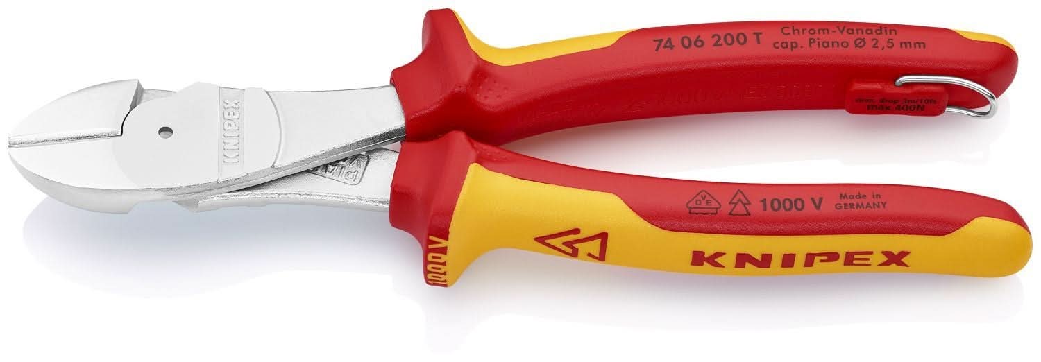 Knipex 74 06 200 T High Leverage Diagonal Cutters-1000V Insulated-Tethered Attachment - Image 2