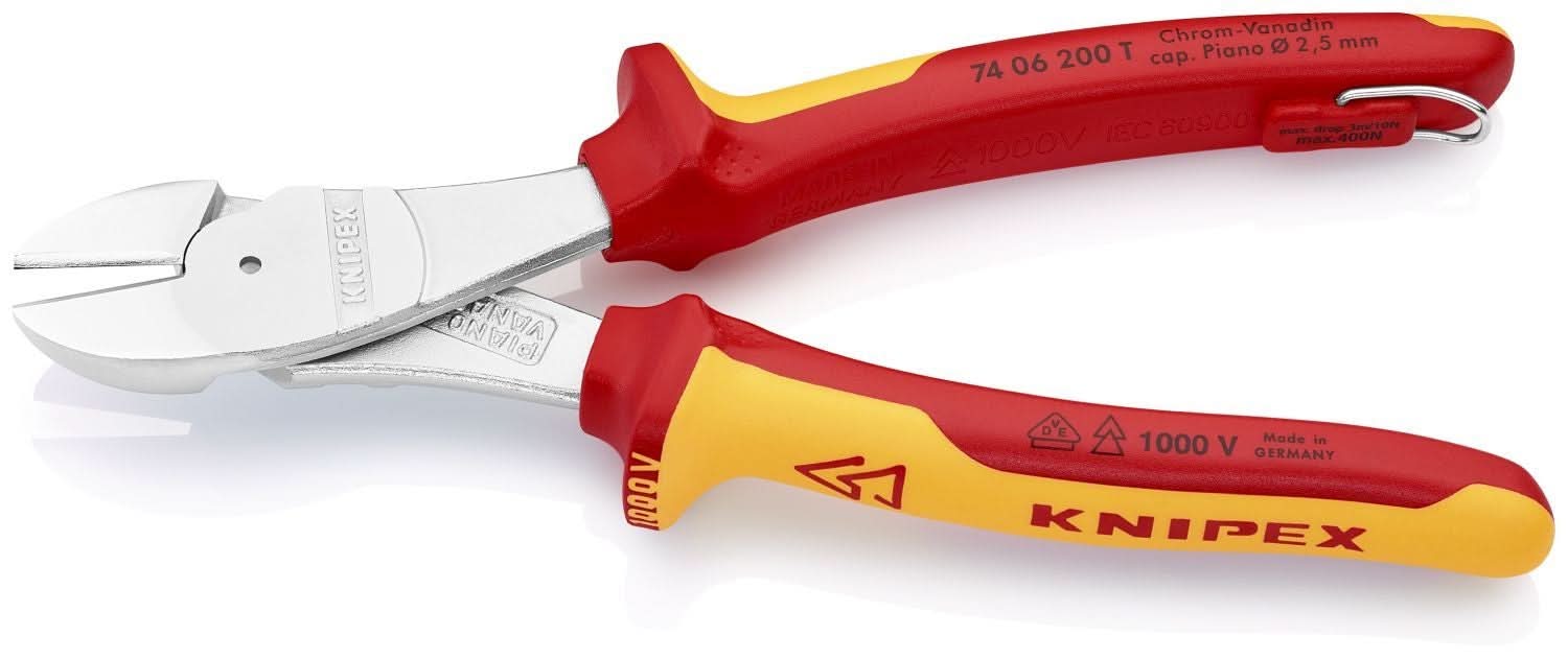 Knipex 74 06 200 T High Leverage Diagonal Cutters-1000V Insulated-Tethered Attachment - Image 3