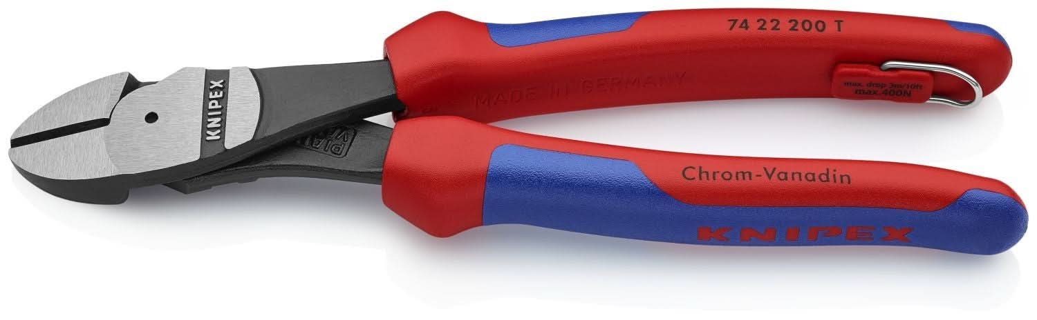 Knipex 74 22 200 T BKA High Leverage 12&deg; Angled Diagonal Cutters-Tethered Attachment - Image 2
