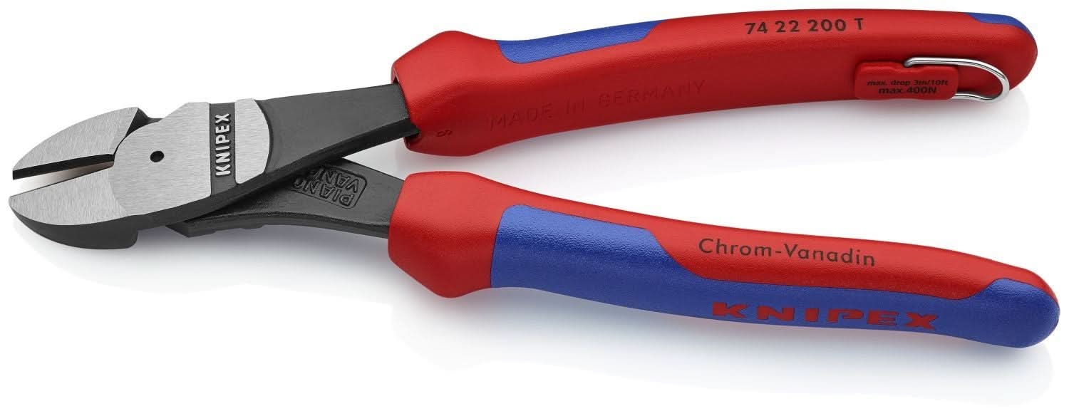 Knipex 74 22 200 T BKA High Leverage 12&deg; Angled Diagonal Cutters-Tethered Attachment - Image 3