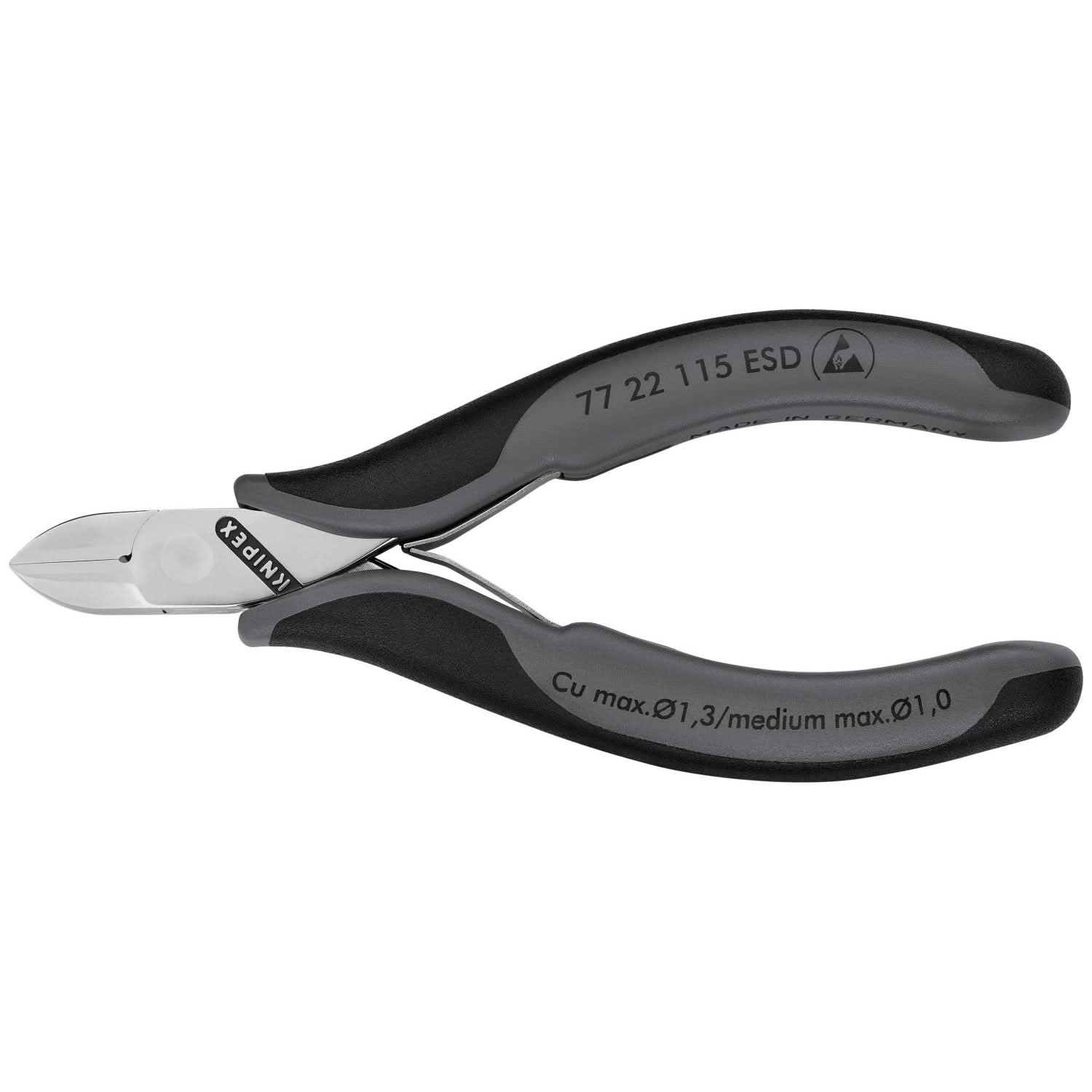 Knipex 77 22 115 ESD Electronics Diagonal Cutters-ESD Handles