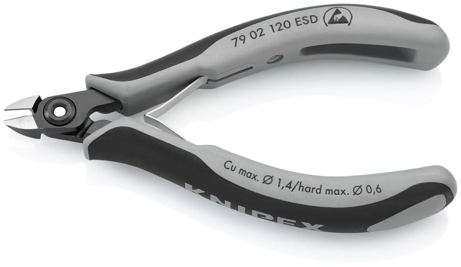 Knipex 79 02 120 ESD Electronics Diagonal Cutters-ESD Handles - Image 3