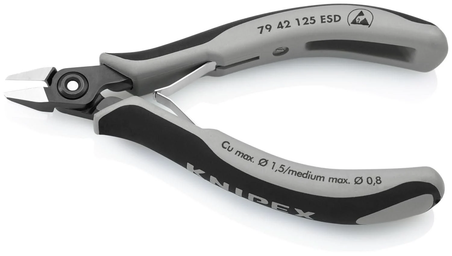 Knipex 79 42 125 ESD Electronics Diagonal Cutters-ESD Handles - Image 3