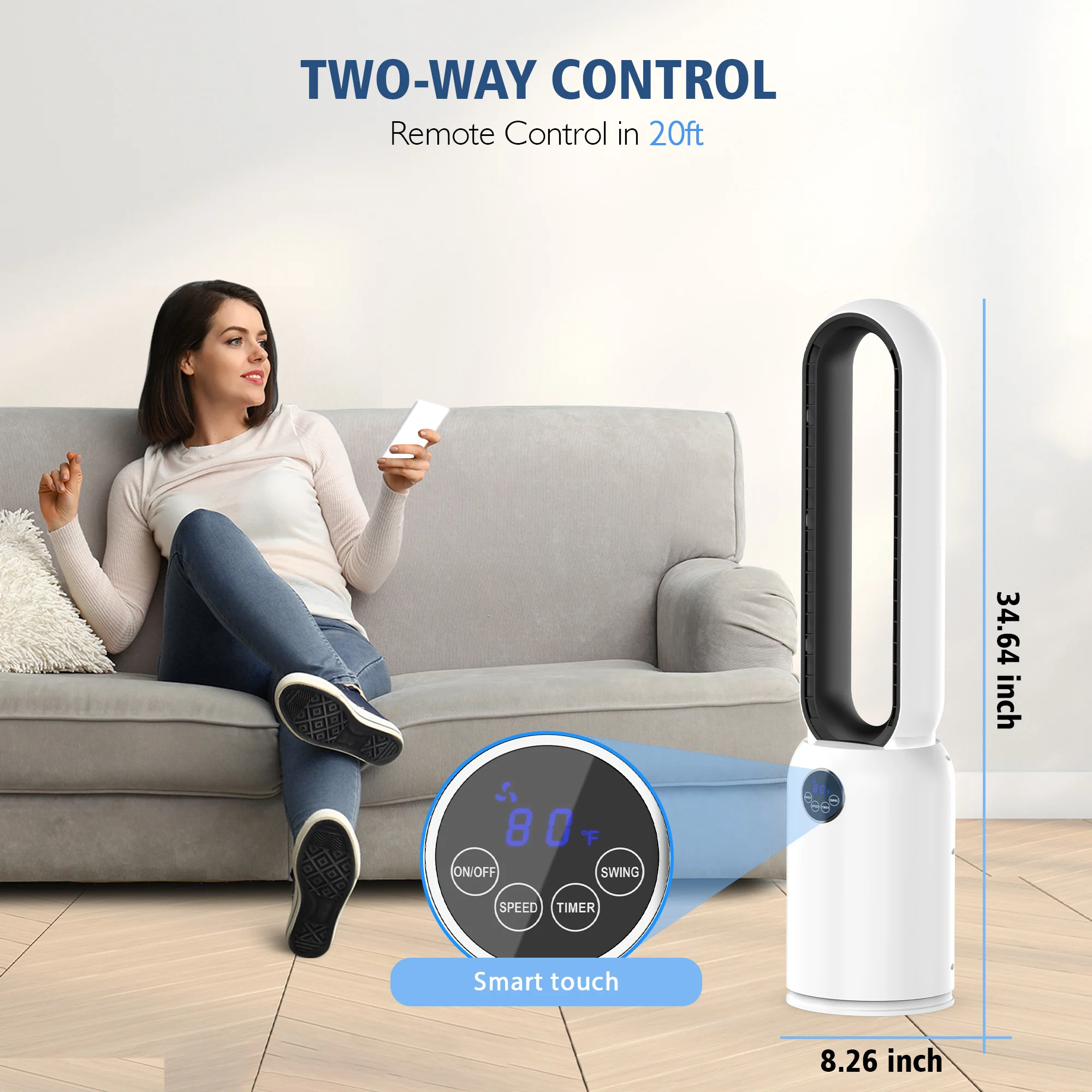Advwin Upgrated Portable Bladeless Tower Fan - Image 3
