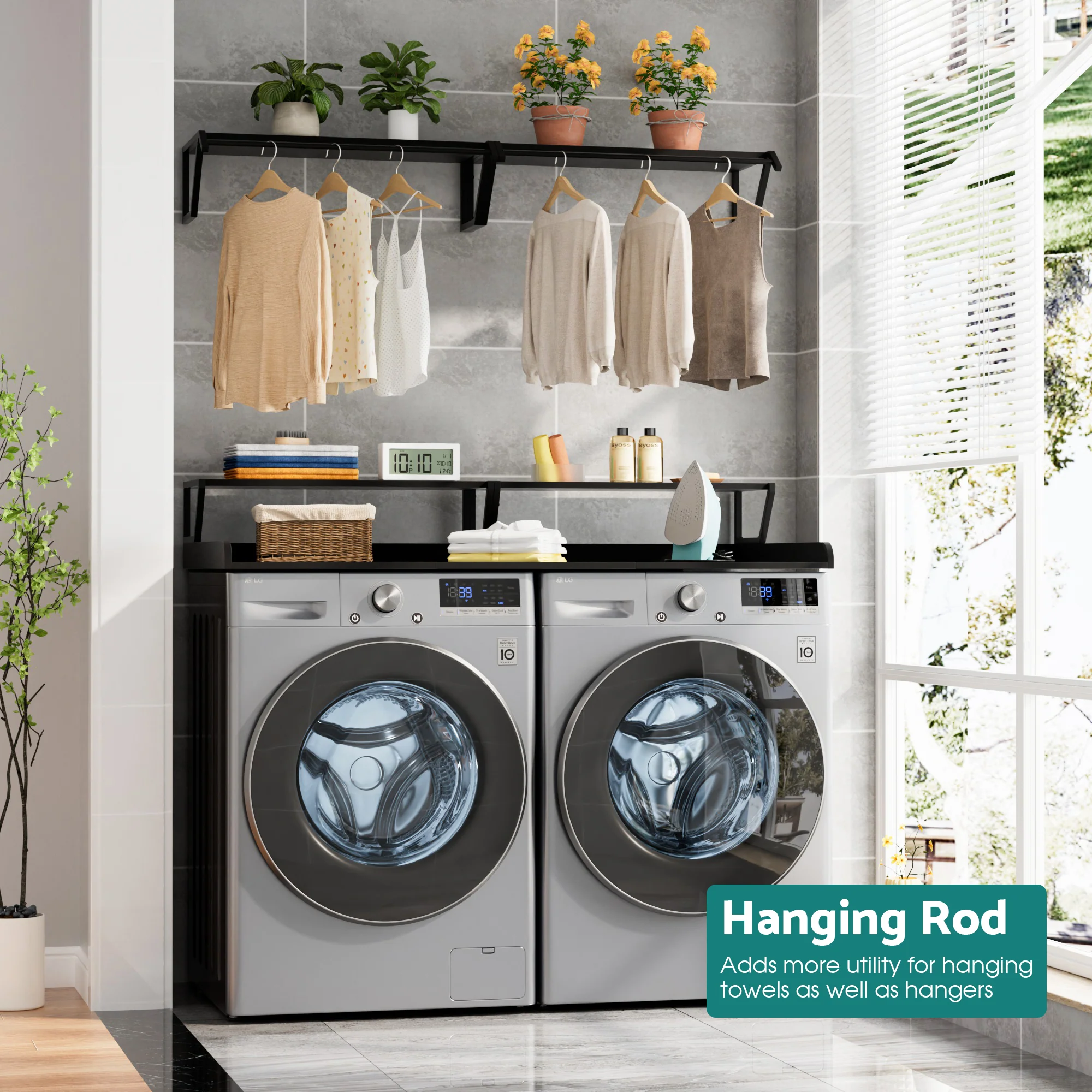 Advwin Washer Dryer Countertop with Hanging Rod - Image 2