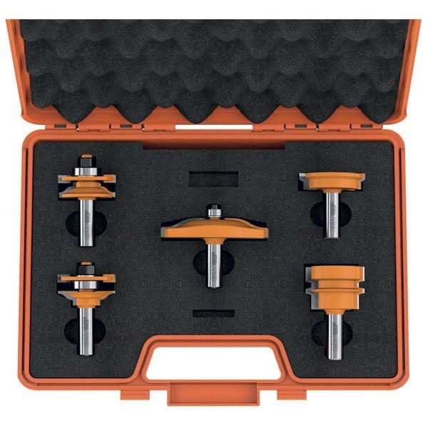 CMT Woodworking Cutting Tools 800.511.11 5-Piece Bevel & Radius Router Bit Complete Kitchen Set, 1/2″ Shank
