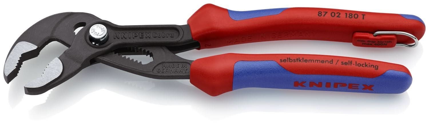Knipex 87 02 180 T BKA Cobra Water Pump Pliers-Tethered Attachment - Image 3