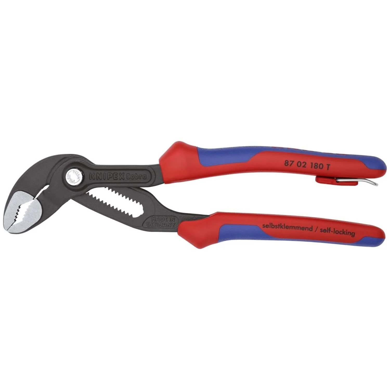 Knipex 87 02 180 T BKA Cobra Water Pump Pliers-Tethered Attachment - Image 1