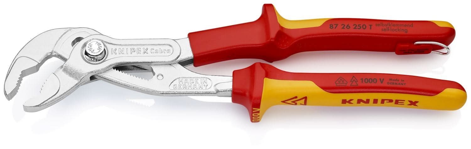 Knipex 87 26 250 T Cobra High-Tech Water Pump Pliers-1000V Insulated-Tethered Attachment - Image 3