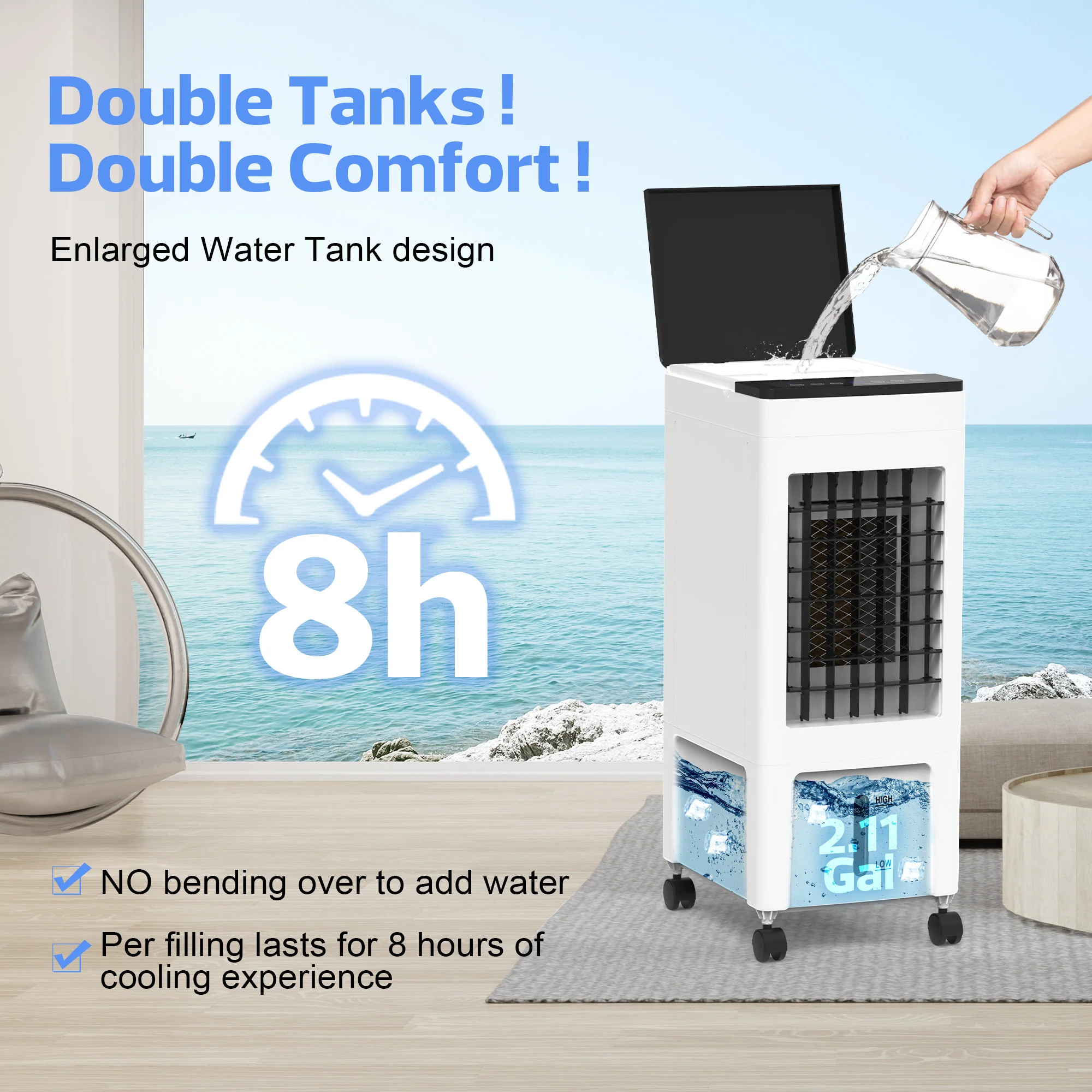 Advwin 3 In 1 Portable Air Cooler with Water Tank - Image 3