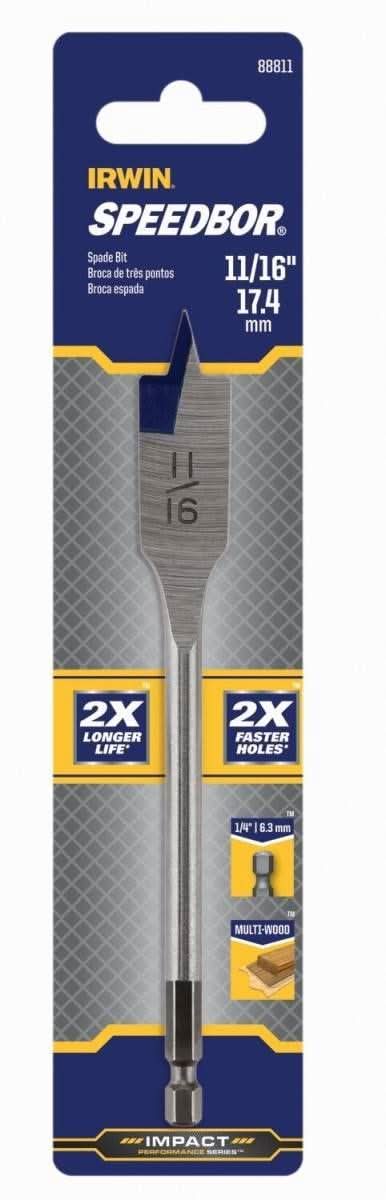 Irwin 88811 SPEEDBOR Standard Length Spade Bit 6-in. x 11/16-in. - Image 3