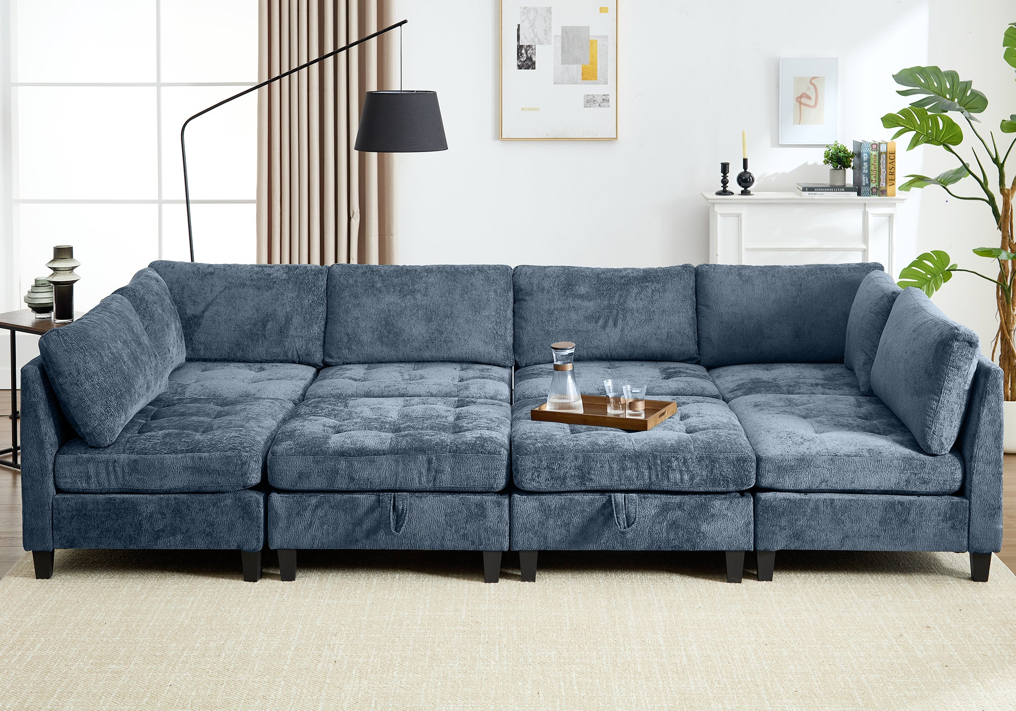 Advwin Oversized Sectional Sofa with Storage Ottoman - Image 2
