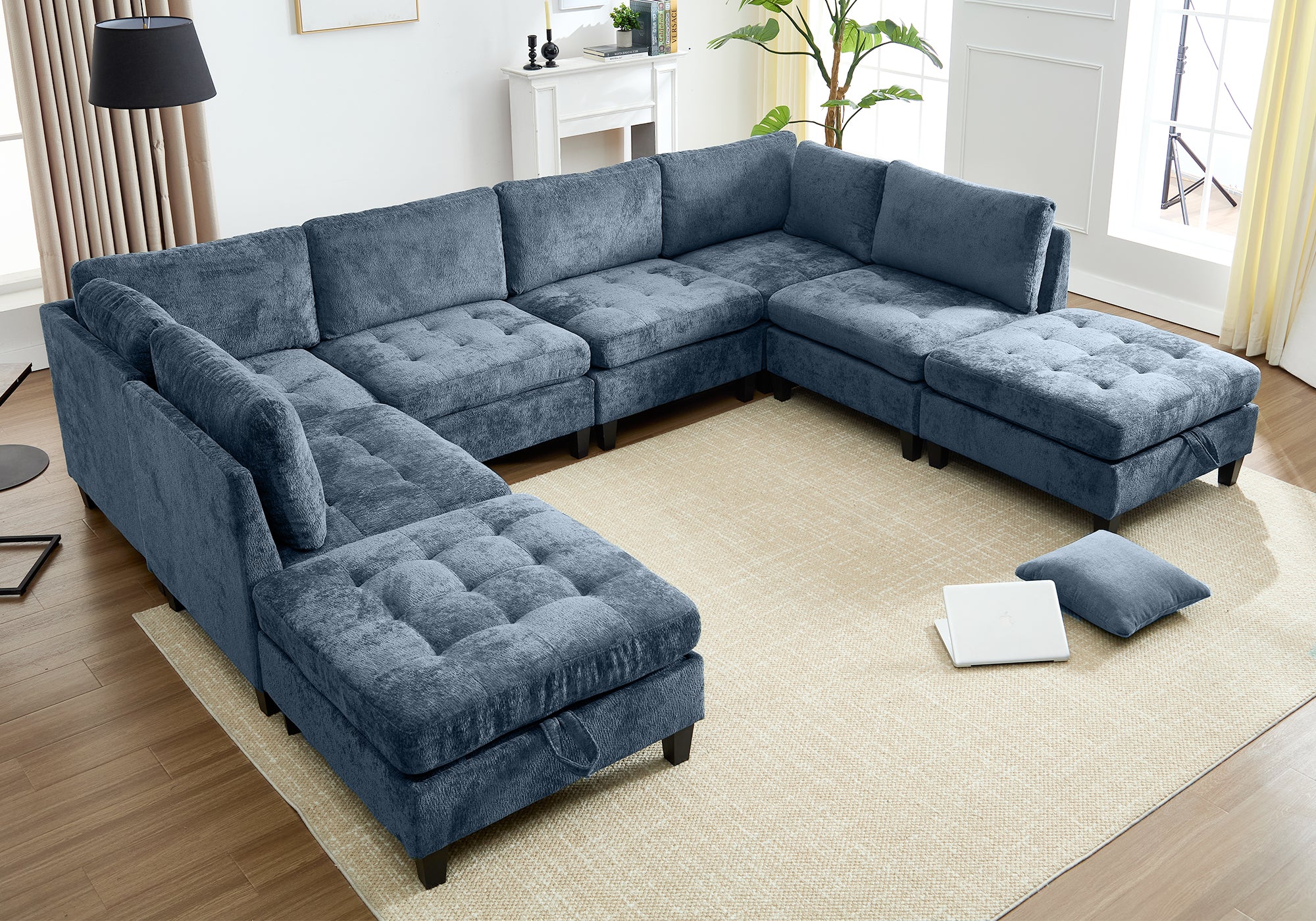 Advwin Oversized Sectional Sofa with Storage Ottoman - Image 1