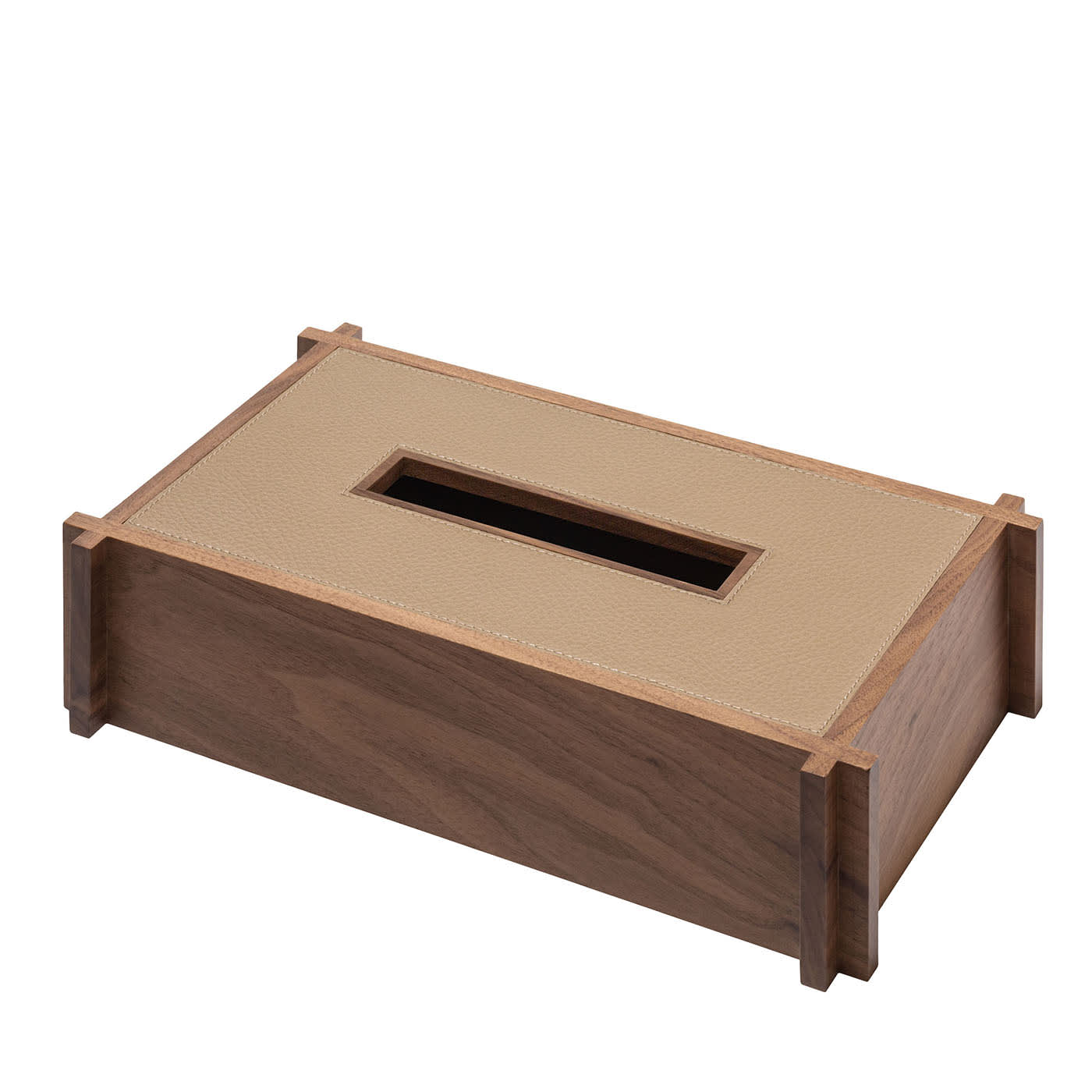GIOBAGNARA | STRUCTURA LEATHER AND WOOD RECTANGULAR TISSUE HOLDER #2 | $800.00 - Image 1
