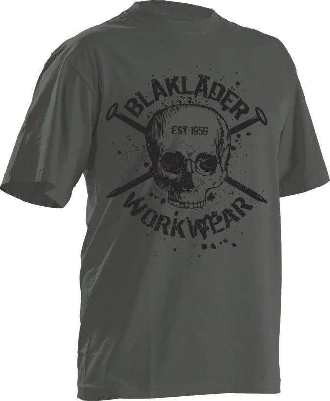 Blaklader 90241042 Navy Skulll T-Shirt, Antique Moss - Image 1