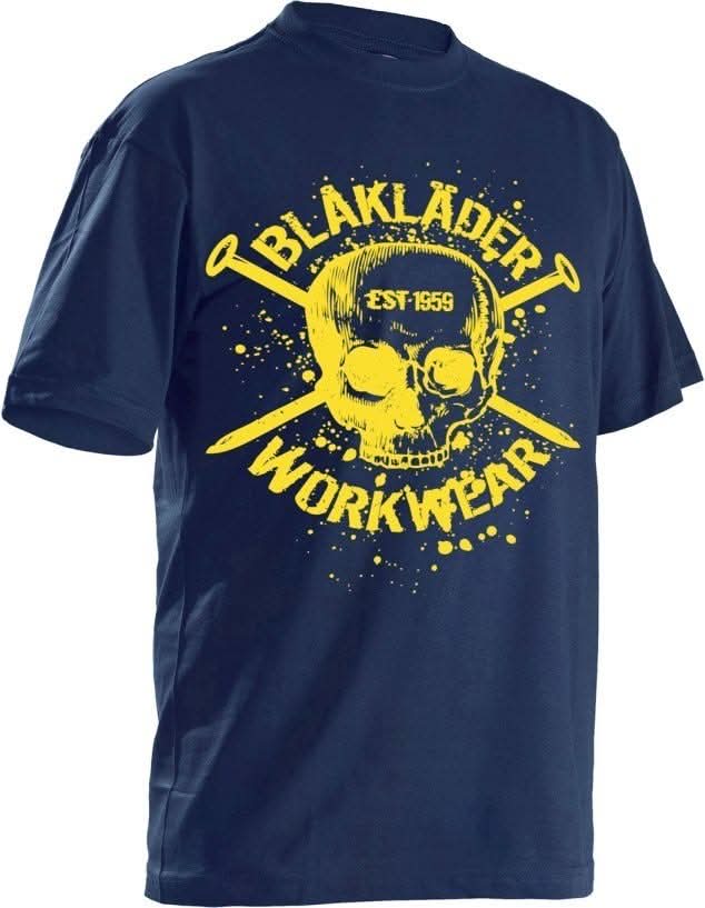 Blaklader 90241042 Navy Skulll T-Shirt, Navy Blue - Image 1