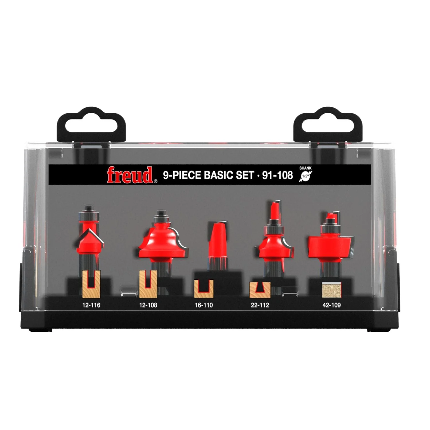 Freud 91-108 9 Piece Basic Router Bit Set (1/2-Inch Shank) - Image 2