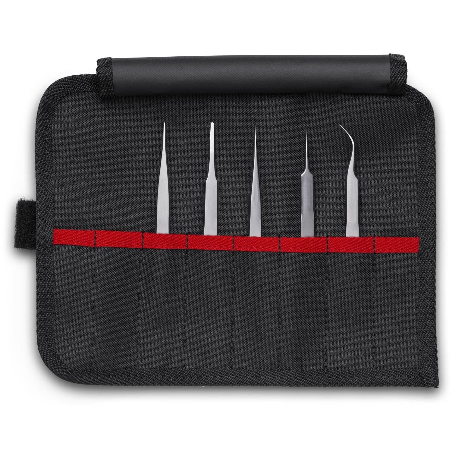 Knipex 92 00 02 5 Pc Premium Stainless Steel Tweezer Set in a Tool Roll - Image 1