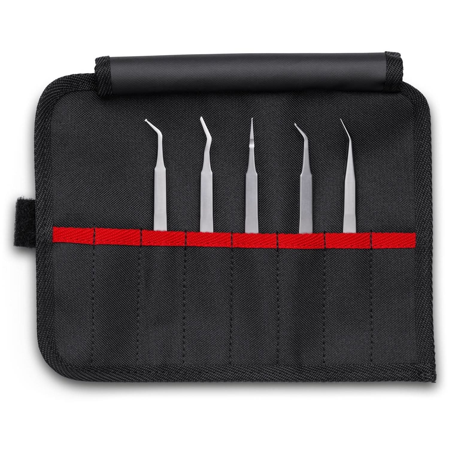 Knipex 92 00 03 5 Pc Stainless Steel Tweezers Set in Tool Roll-SMD - Image 1