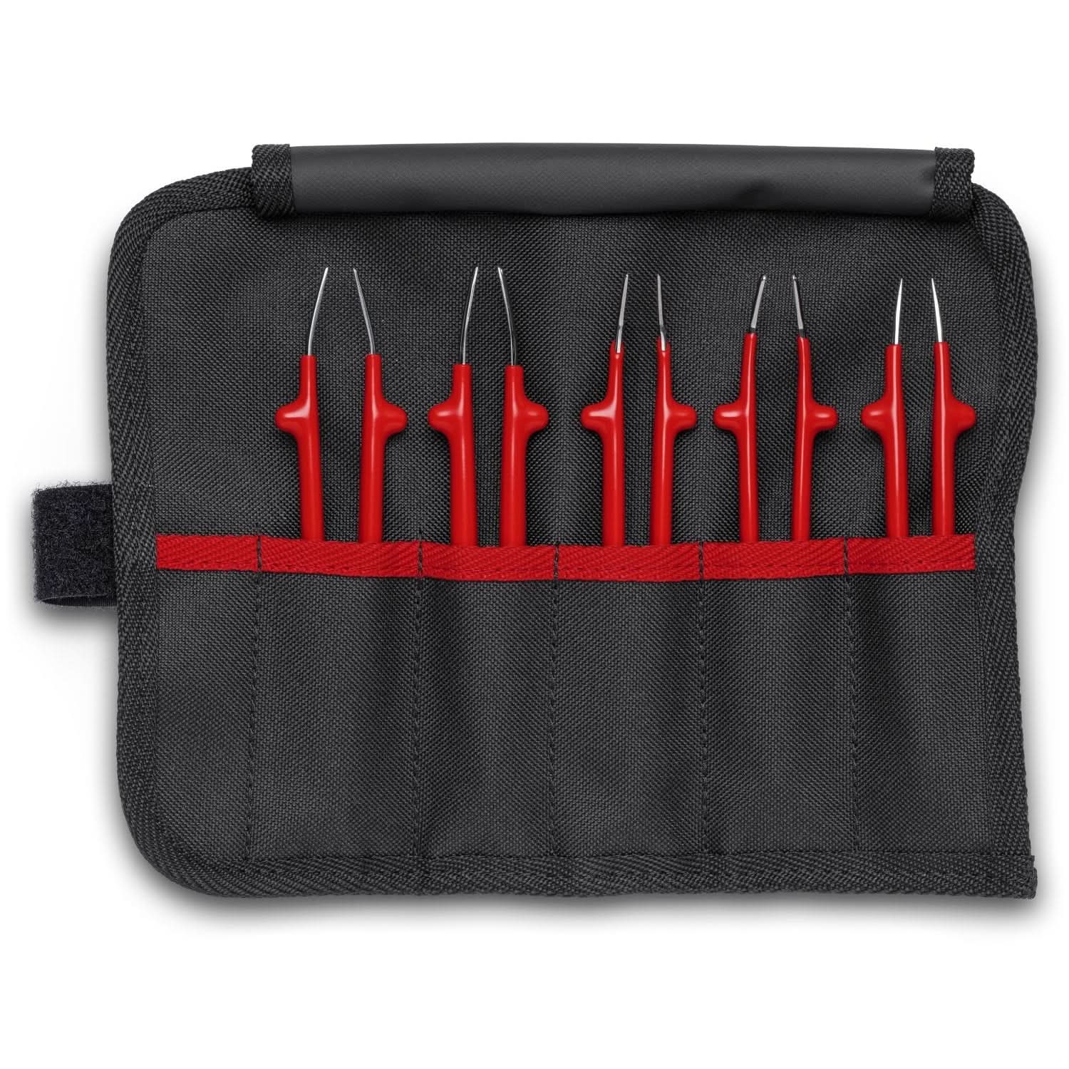 Knipex 92 00 04 5 Pc Stainless Steel Tweezer Set in a Tool Roll-1000V Insulated - Image 1