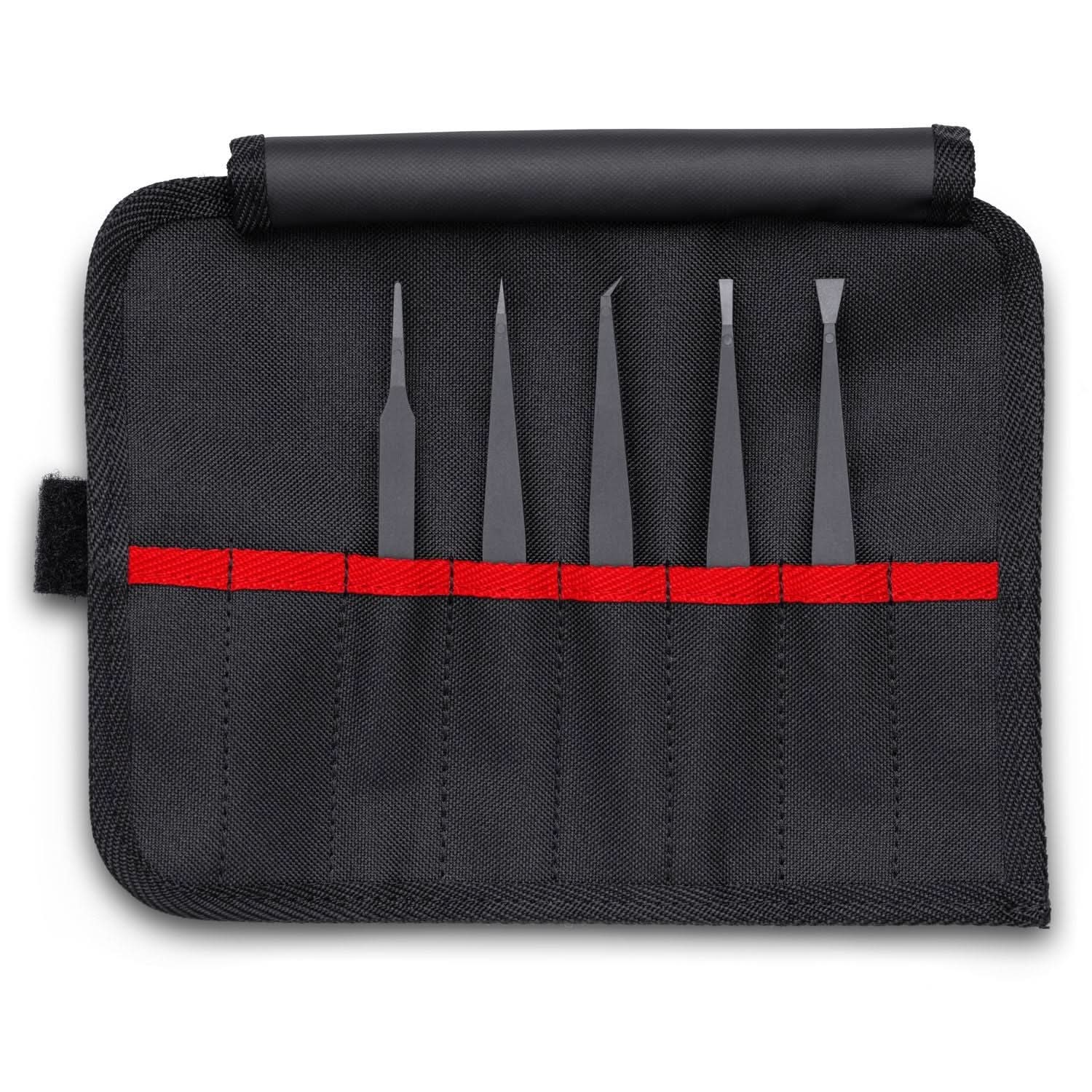 Knipex 92 00 05 ESD 5 Pc Plastic Tweezer Set in a Tool Roll-ESD - Image 1