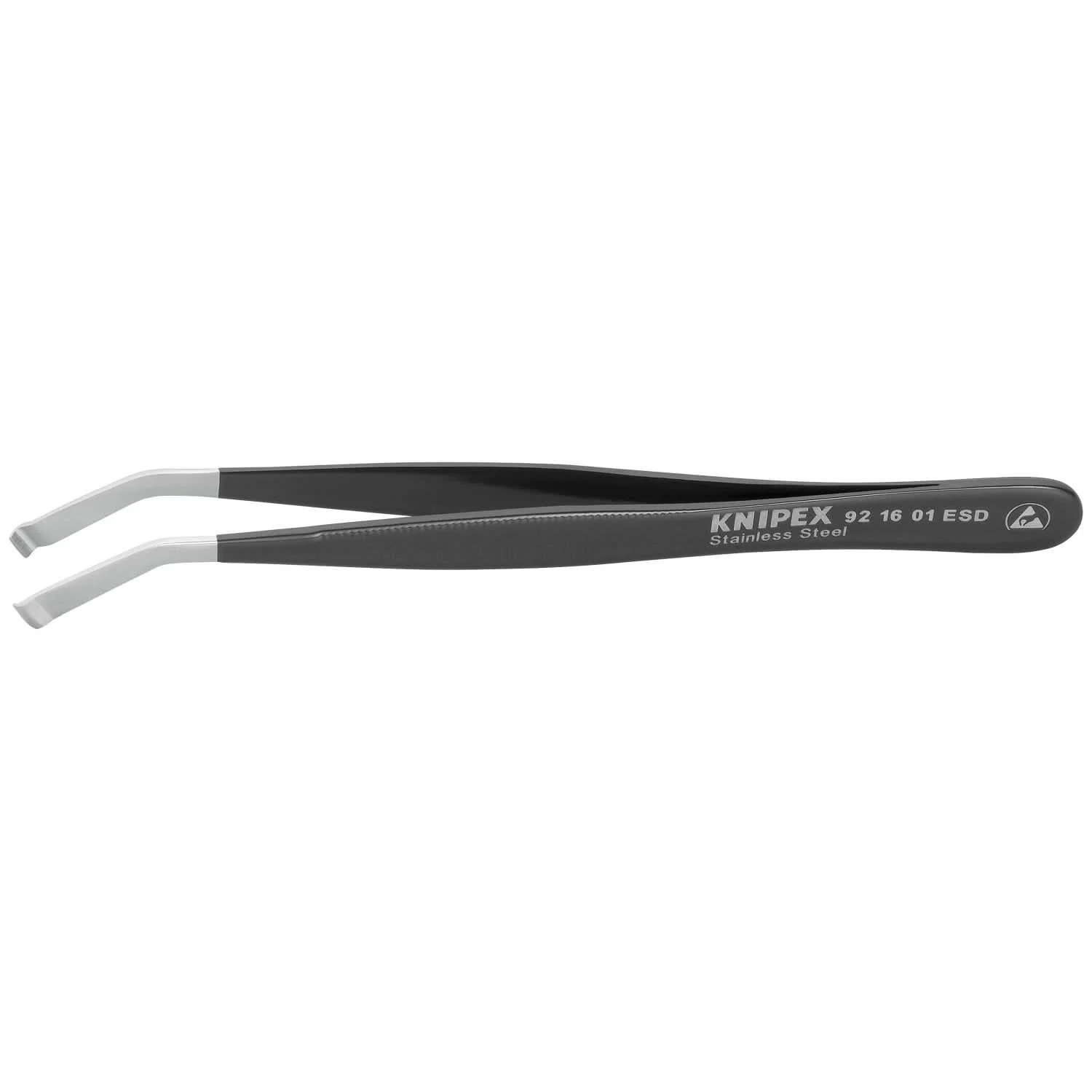 Knipex 92 16 01 ESD Stainless Steel Positioning Tweezers-35&deg;Angled-ESD - Image 1