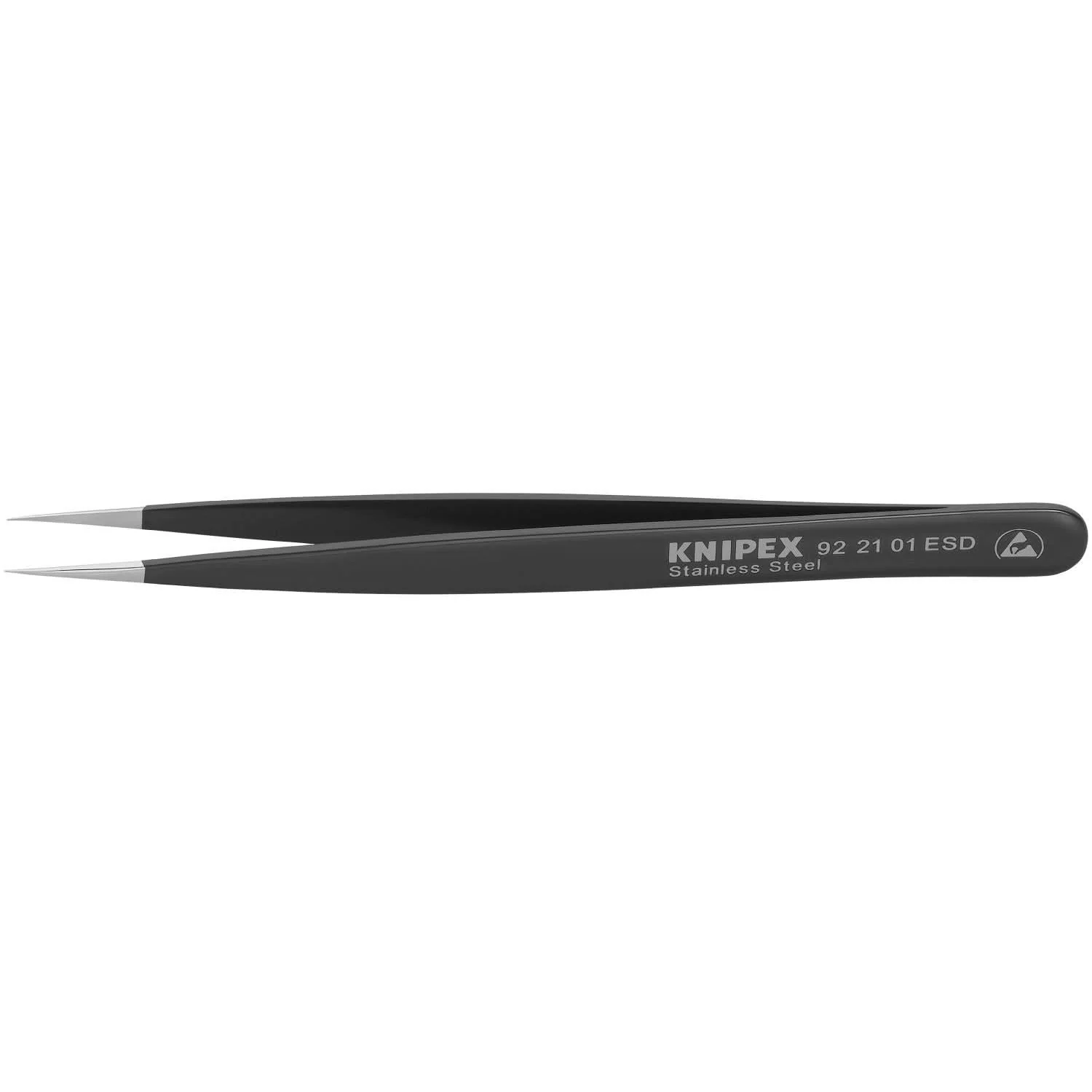 Knipex 92 21 01 ESD Stainless Steel Gripping Tweezers-Needle-Point Tips-ESD - Image 1