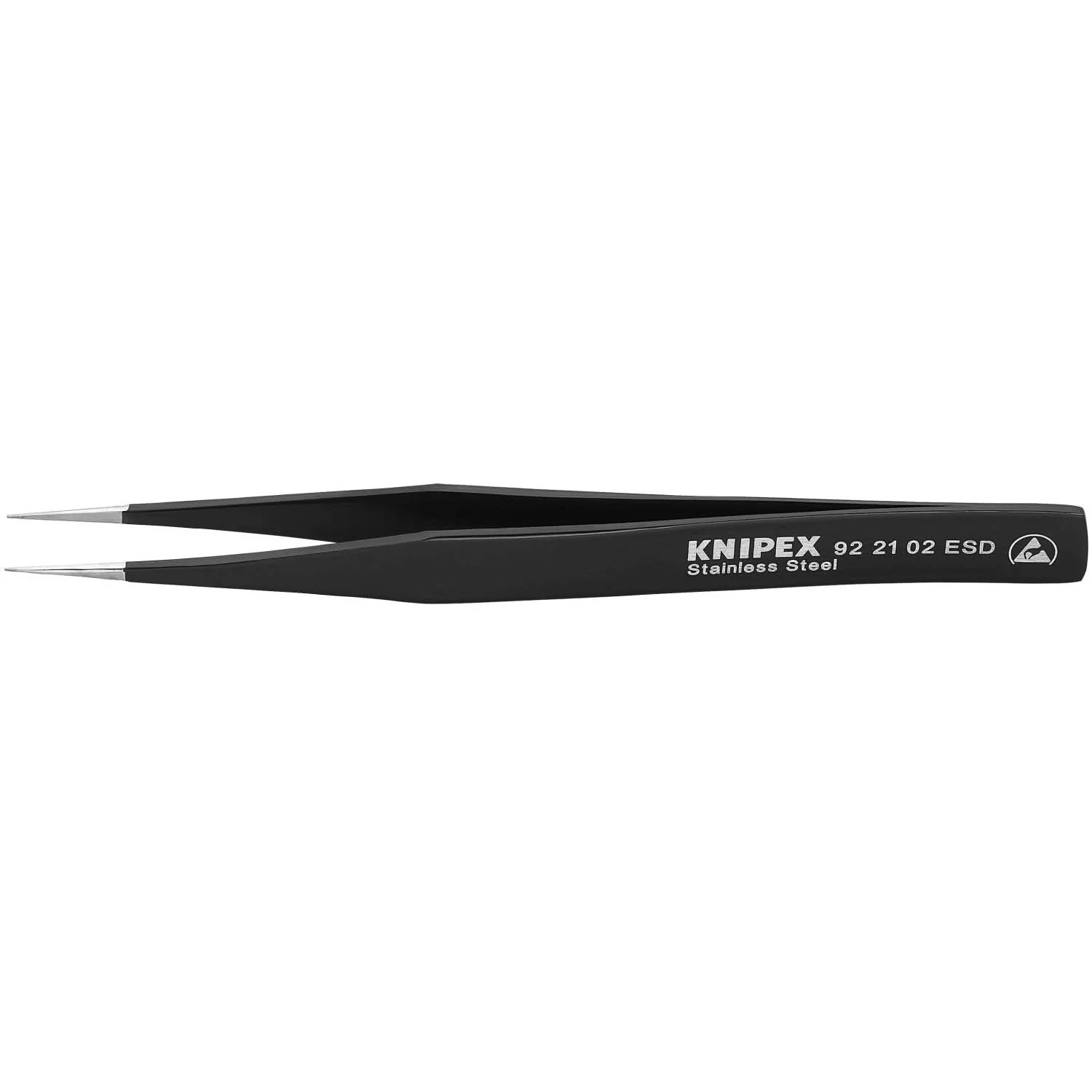Knipex 92 21 02 ESD Stainless Steel Gripping Tweezers-Pointed Tips-ESD - Image 1