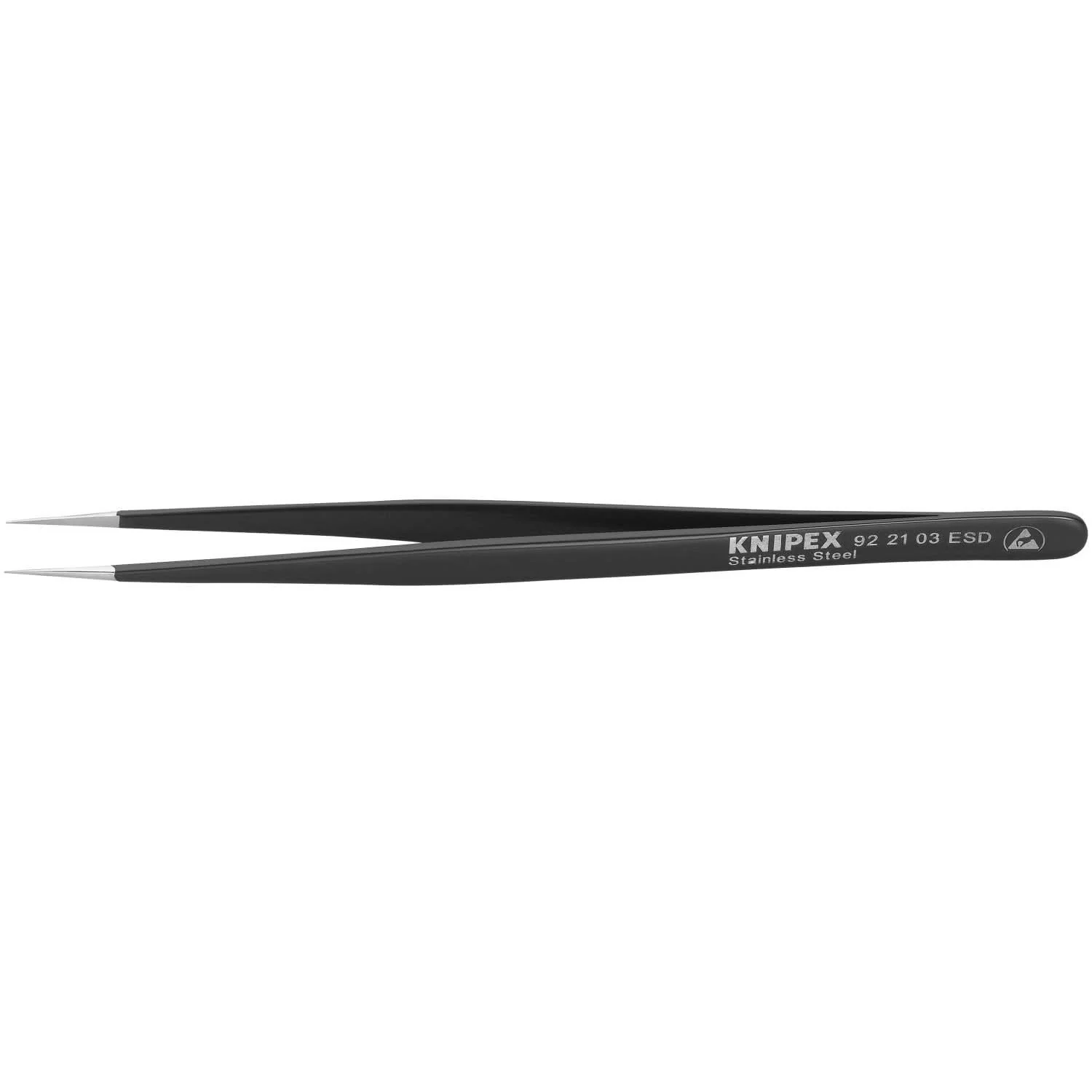 Knipex 92 21 03 ESD Stainless Steel Gripping Tweezers-Needle-Point Tips-ESD - Image 1