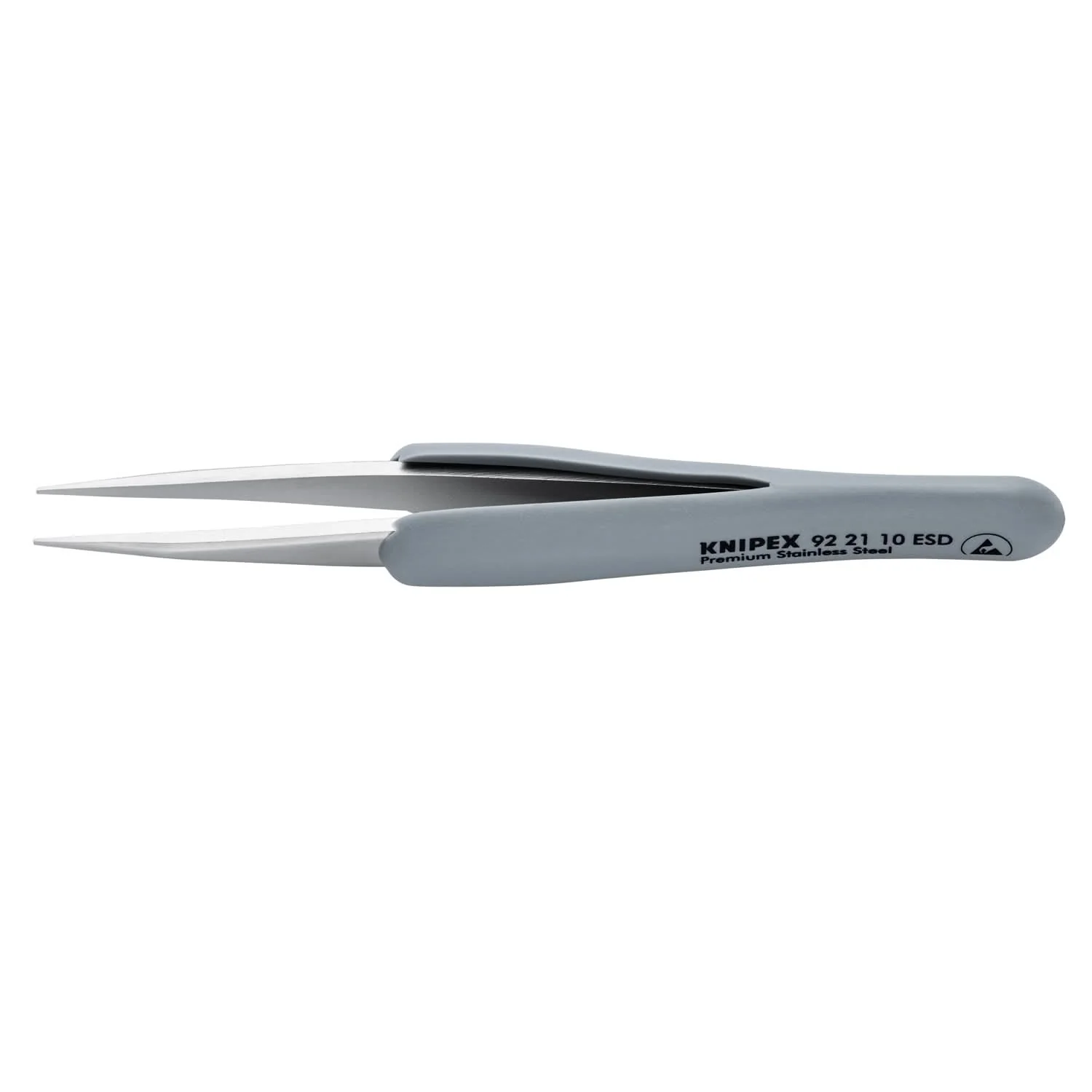 Knipex 92 21 10 ESD Premium Stainless Steel Precision Tweezers-Pointed Tips-ESD Rubber Handles - Image 1
